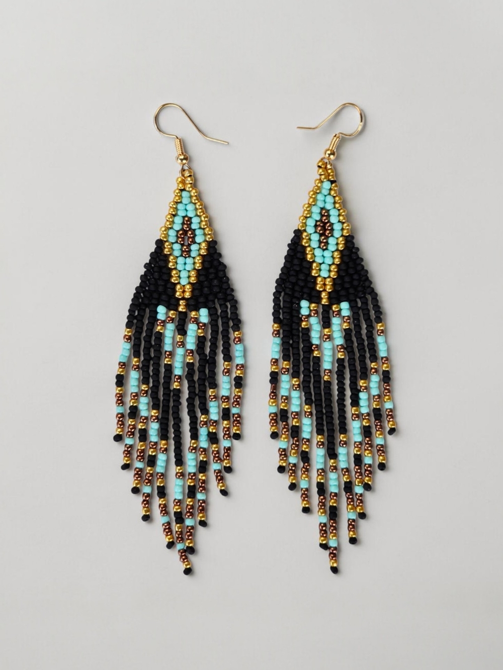 Alexis Boho Fringe  Beaded Earrings Handmade Bohemian Jewelry